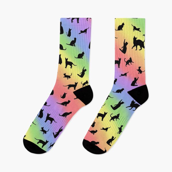 Item preview, Black Cats Pastel Rainbow Colorful Pattern designed and sold by KittyCatsJoy.