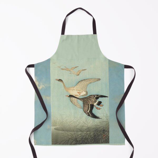 Item preview, White fronted Geese in Flight Antique Japanese Paintings designed and sold by BulganLumini.