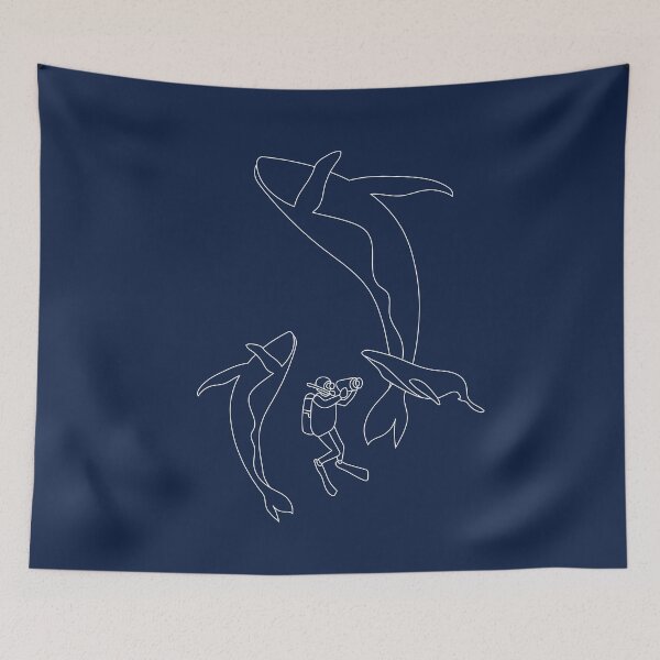 Item preview, Humpback Whales and Diver (Blue) designed and sold by Stephanie Ting.
