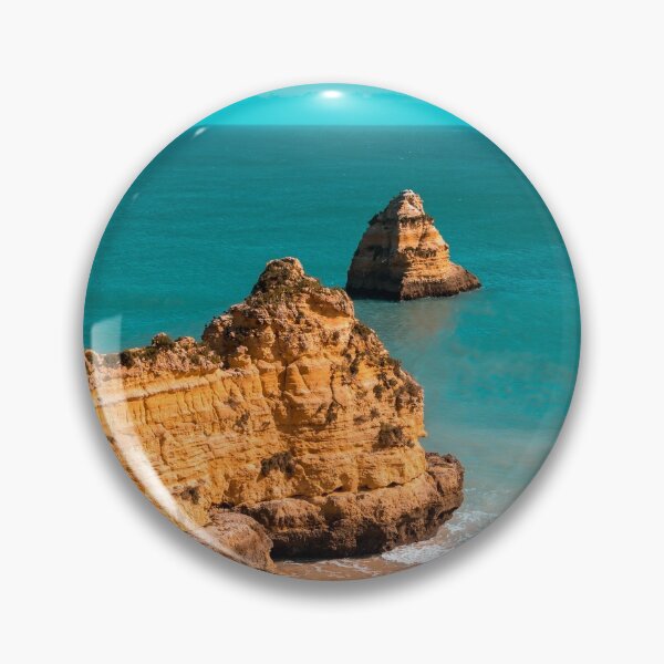 Item preview, Fabulous Dona Ana Beach in Lagos Portugal in Teal and Orange designed and sold by Georgia Mizuleva.