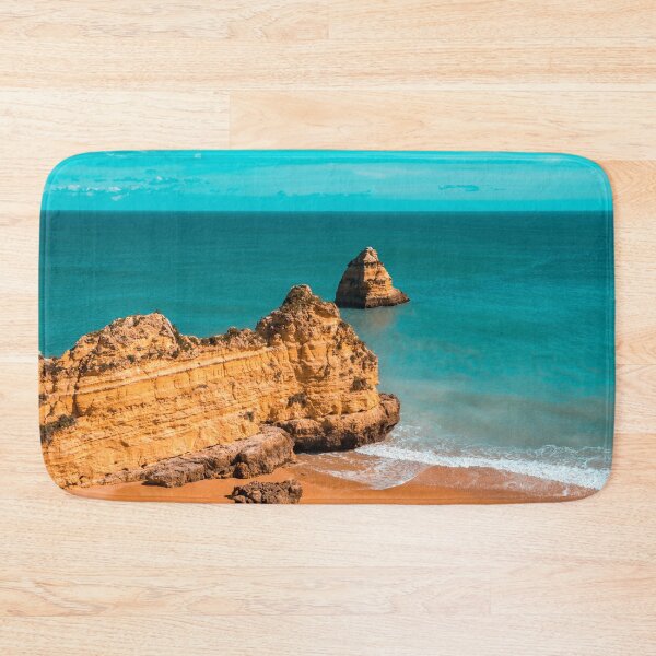 Item preview, Fabulous Dona Ana Beach in Lagos Portugal in Teal and Orange designed and sold by Georgia Mizuleva.