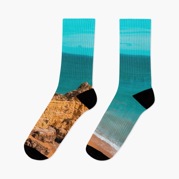 Item preview, Fabulous Dona Ana Beach in Lagos Portugal in Teal and Orange designed and sold by Georgia Mizuleva.