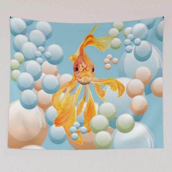 Item preview, Vermillion Goldfish In Pastel Bubble Water designed and sold by taiche.