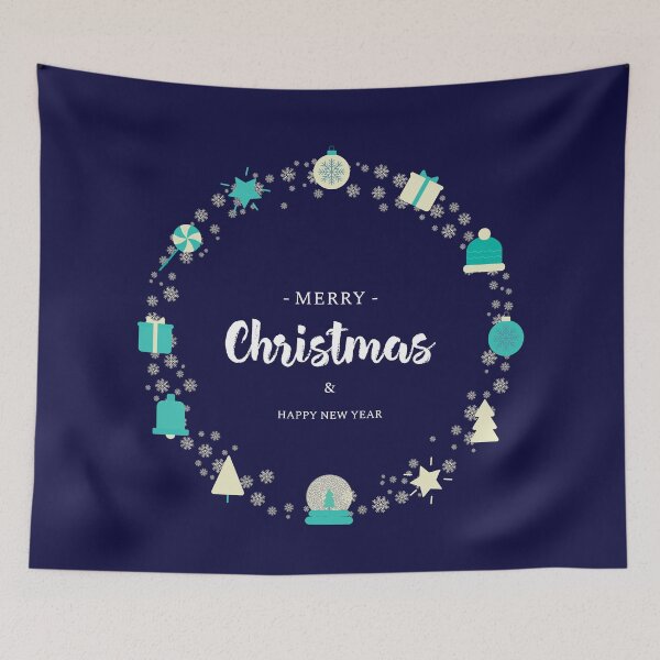 Item preview, Merry Christmas and Happy New Year Wreath illustration designed and sold by Aysel's Designs.