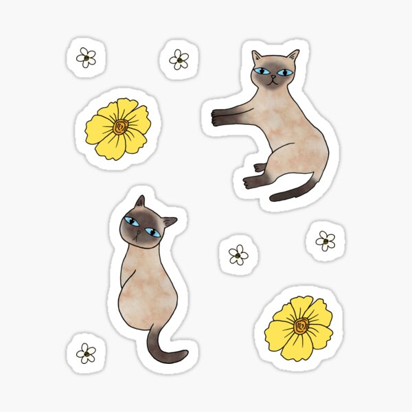 Cute Siamese Cats Sticker