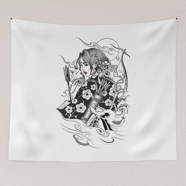 Item preview, Geisha With Fox Mask And Bow designed and sold by JTS STORE.