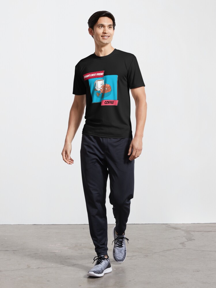 Alternate view of Brain And Coffee Design Active T-Shirt