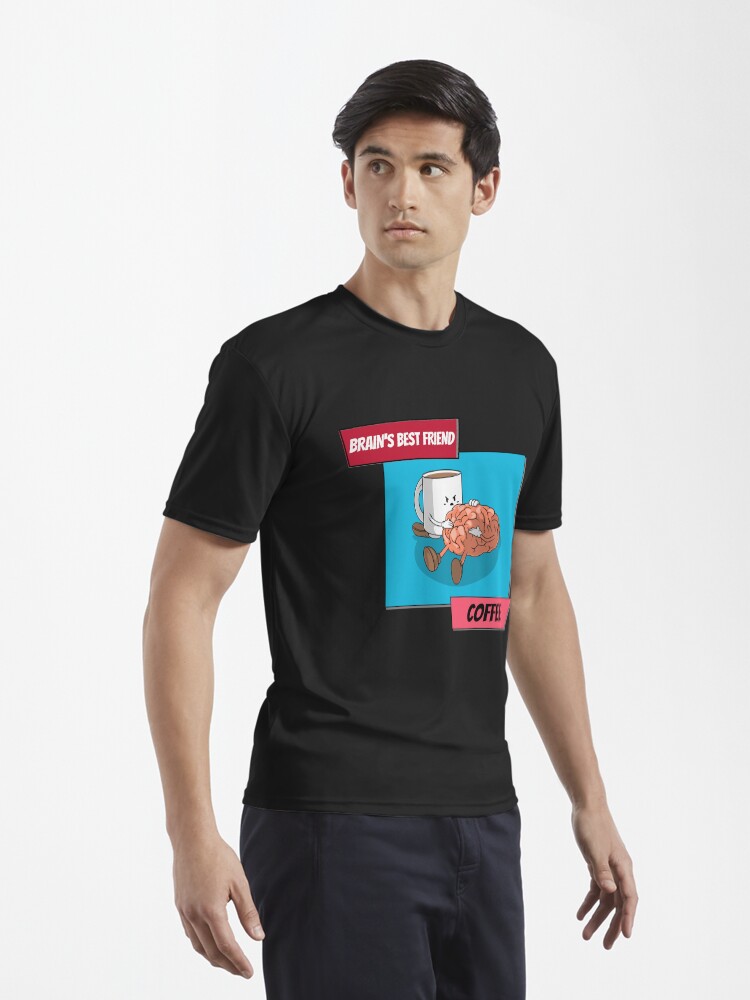 Alternate view of Brain And Coffee Design Active T-Shirt