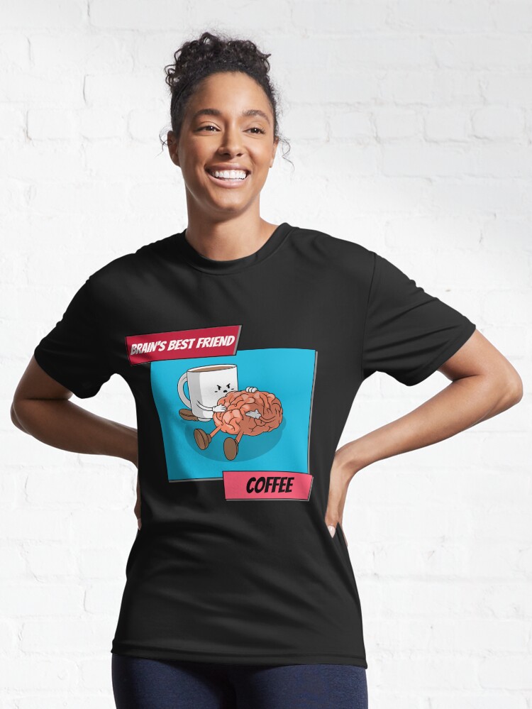 Alternate view of Brain And Coffee Design Active T-Shirt