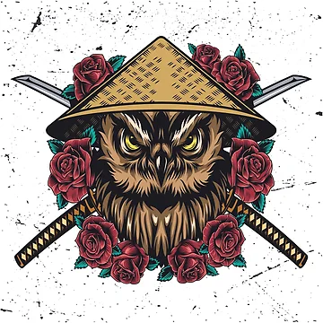 Artwork thumbnail, Samurai Owl With Roses by JTS STORE