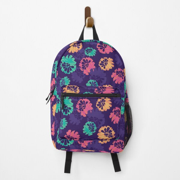 Item preview, Vector purple colourful abstract marigold flower shape seamless pattern with brush strokes texture. designed and sold by jamiesoondesign.