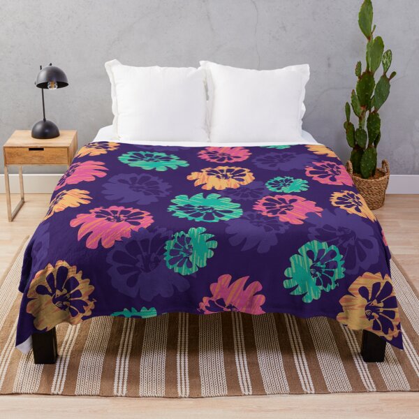 Item preview, Vector purple colourful abstract marigold flower shape seamless pattern with brush strokes texture. designed and sold by jamiesoondesign.