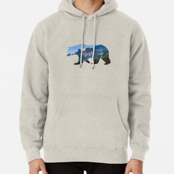 Bear Silhouette with Canada Landscape Pullover Hoodie