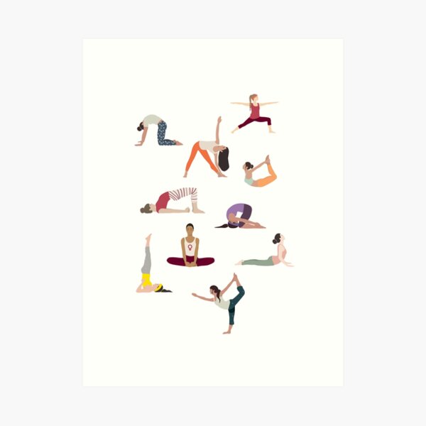 The Stupell Home Decor Collection Stretching Yoga Pose Strength Text Floral  Border by Victoria Barnes Floater Frame People Wall Art Print 21 in. x 17  in. am-002_ffb_16x20 - The Home Depot
