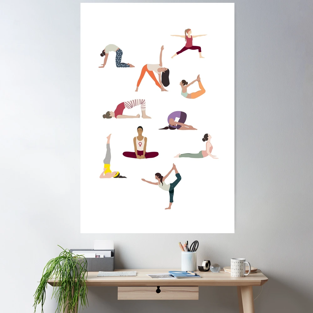 Women in yoga poses Art Print by bigmomentsdesign | Society6