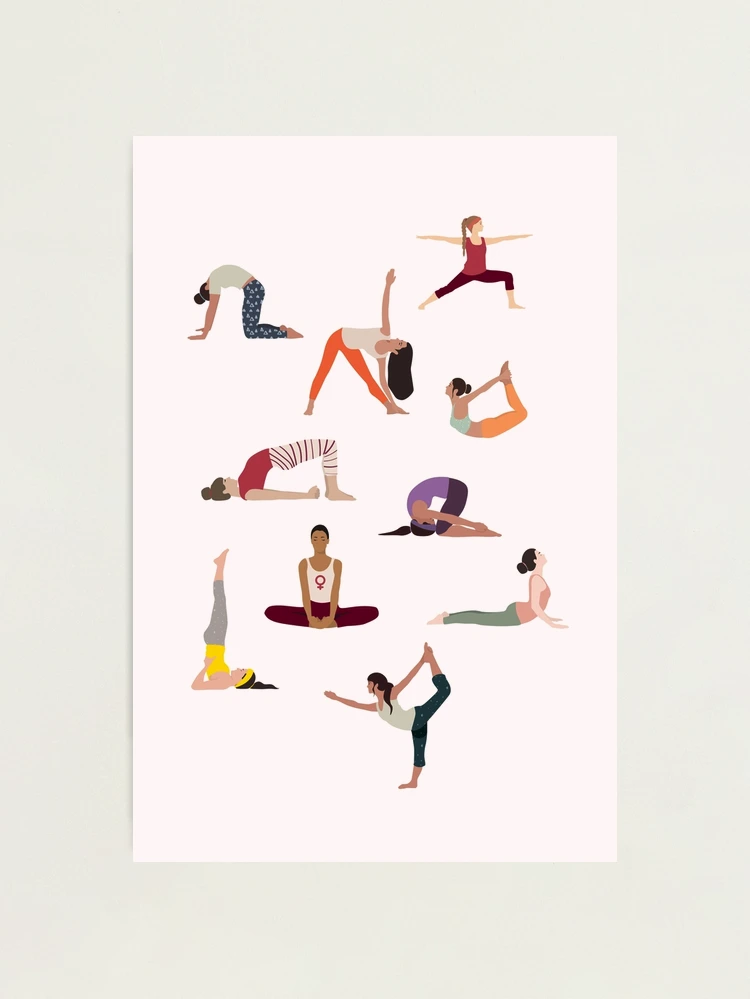Yoga Poses Seated 25 Large Ashtanga Yoga Cards Print, Wall Art