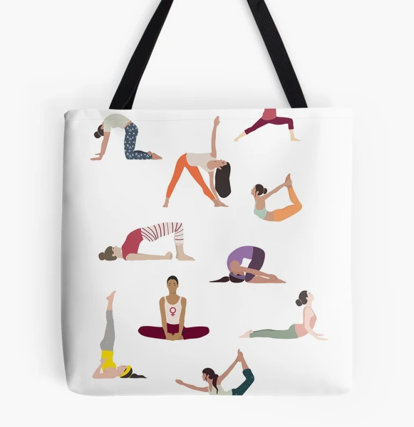 Yoga Poses | Yoga Artwork | Yoga Drawing | Yoga Asana | Yoga Practice |  Tote Bag