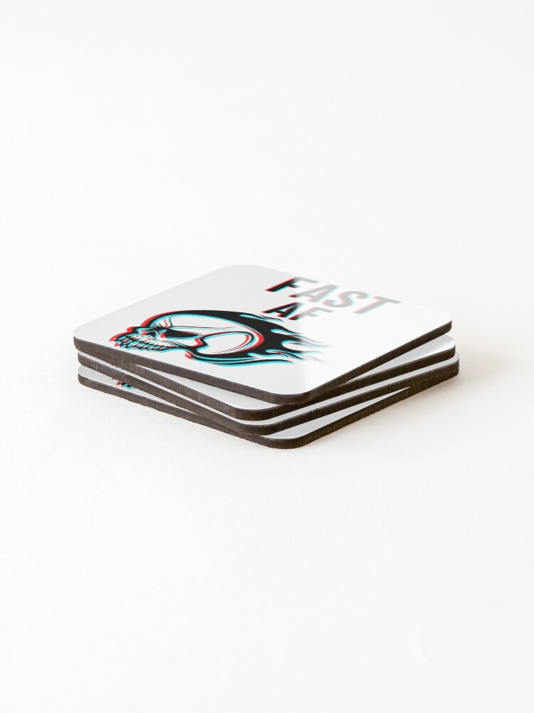 Thumbnail 4 of 5, Coasters (Set of 4), FAST AF (3D effect) designed and sold by RIVEofficial.