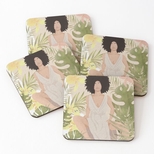 Item preview, Tropical digital drawing textured flat with leaves designed and sold by Alillluna.