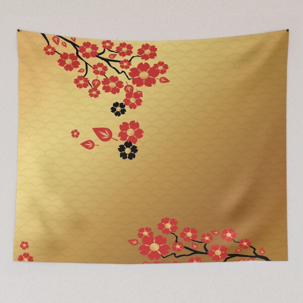 Item preview, Red and golden cherry blossom  designed and sold by Japanculture.