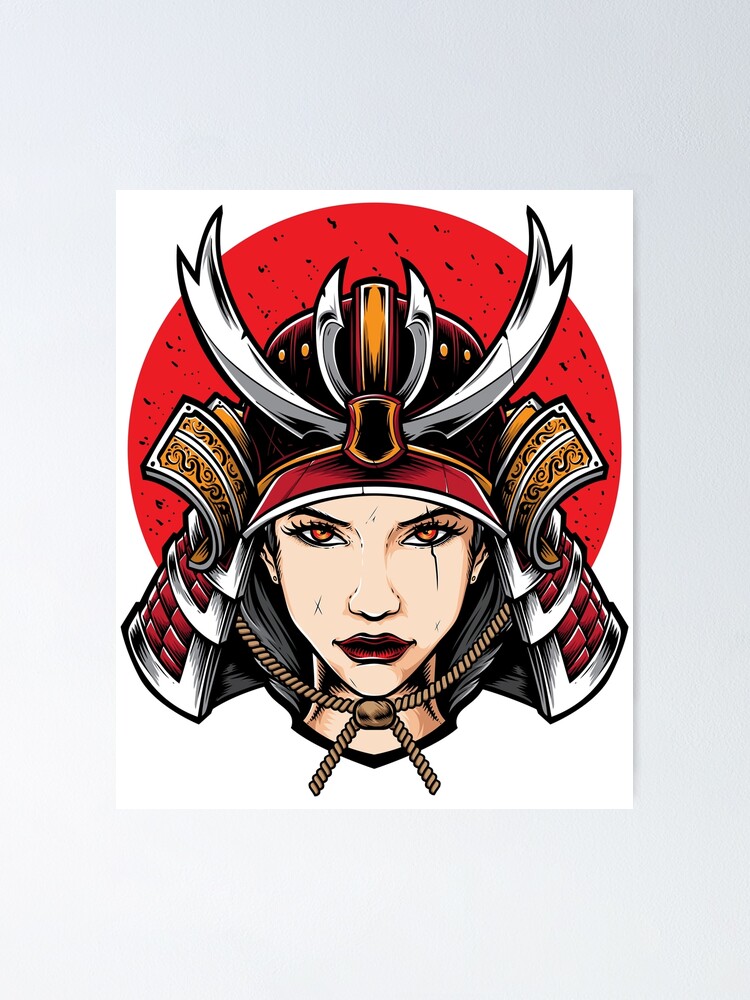 Beautiful Samurai Girl Art Poster By Rittichai Redbubble