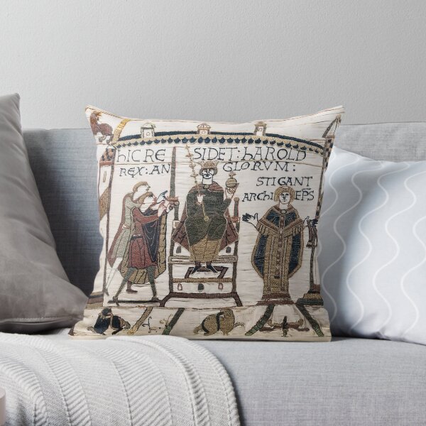 BAYEUX TAPESTRY. Coronation of Harold. Throw Pillow
