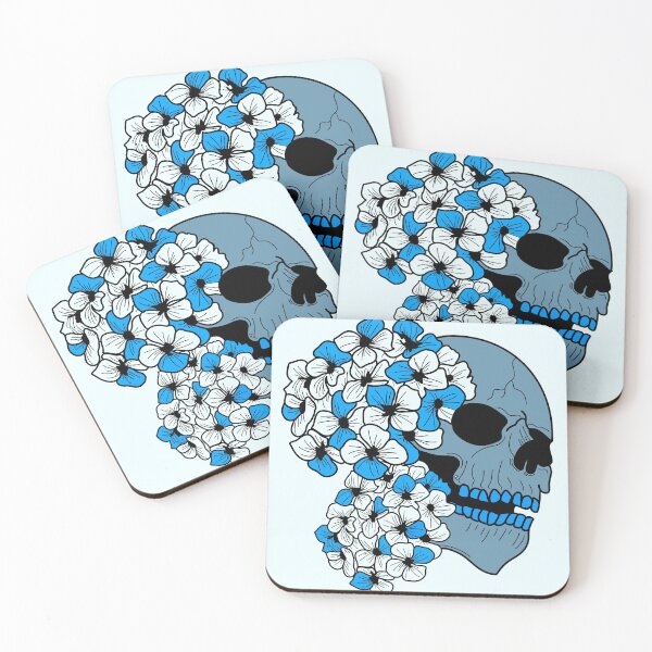 Item preview, Blue skull and turquoise blue hydrangeas designed and sold by BV-creas.