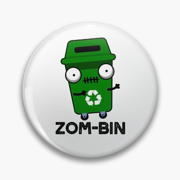 Item preview, Zom-bin Halloween Funny Zombie Trash Bin Puns  designed and sold by punnybone.