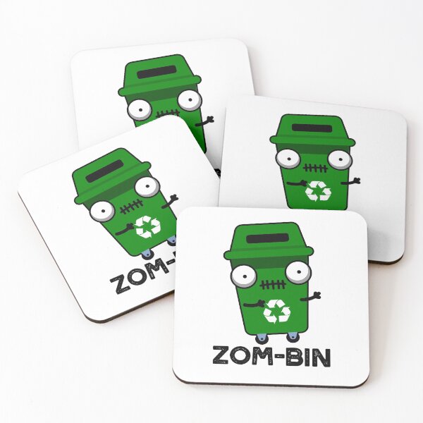 Item preview, Zom-bin Halloween Funny Zombie Trash Bin Puns  designed and sold by punnybone.