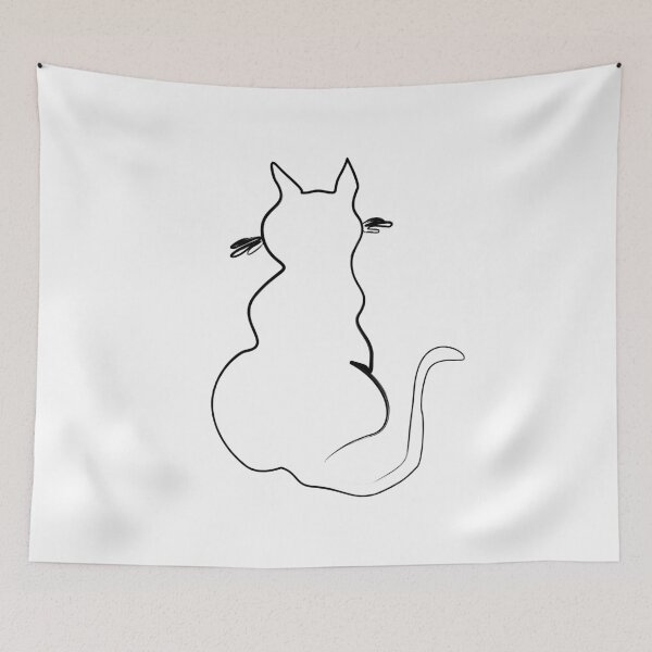 Item preview, Black  cat line minimalist 2024 designed and sold by aloresarts.