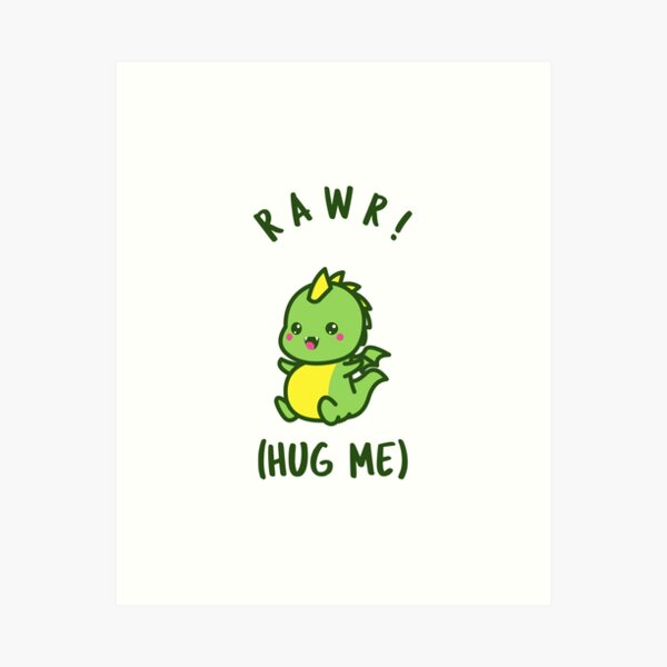 Hugging dinosaur Art Print