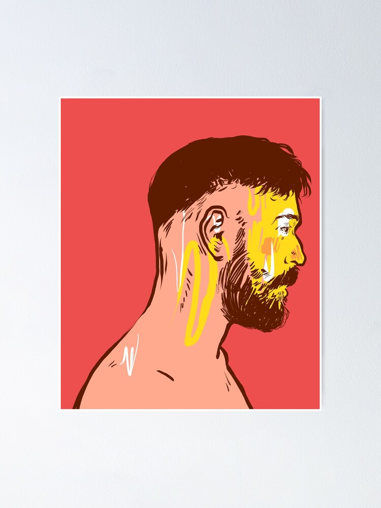 homoerotic painting gay artwork Black and White master bedroom wall art bearded man male figure nude erotic drawing