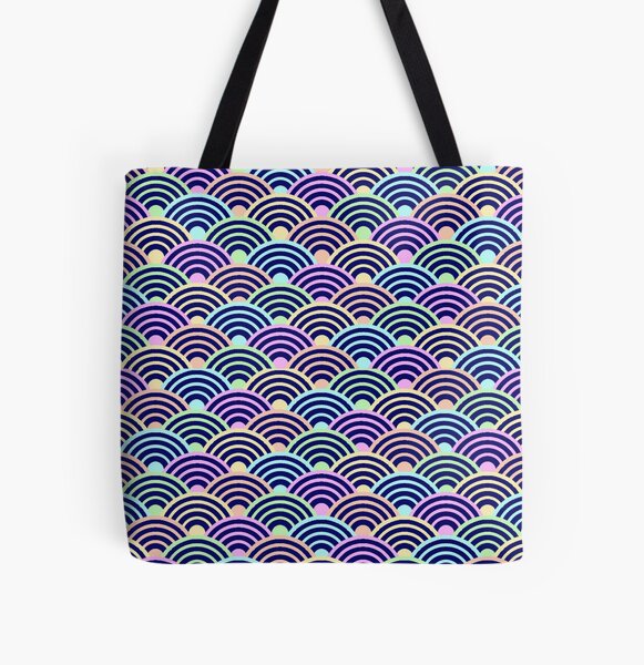 Olas Japonesas Arcoiris - Patrón japonés Tela Kimono Bolsa estampada de tela