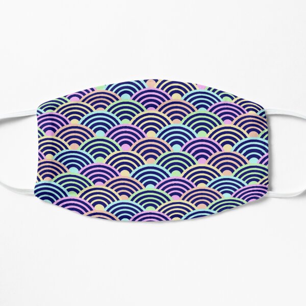 Olas Japonesas Arcoiris - Patrón japonés Tela Kimono Mascarilla plana