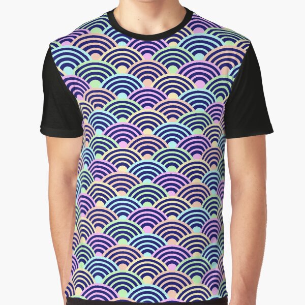 Olas Japonesas Arcoiris - Patrón japonés Tela Kimono Camiseta gráfica