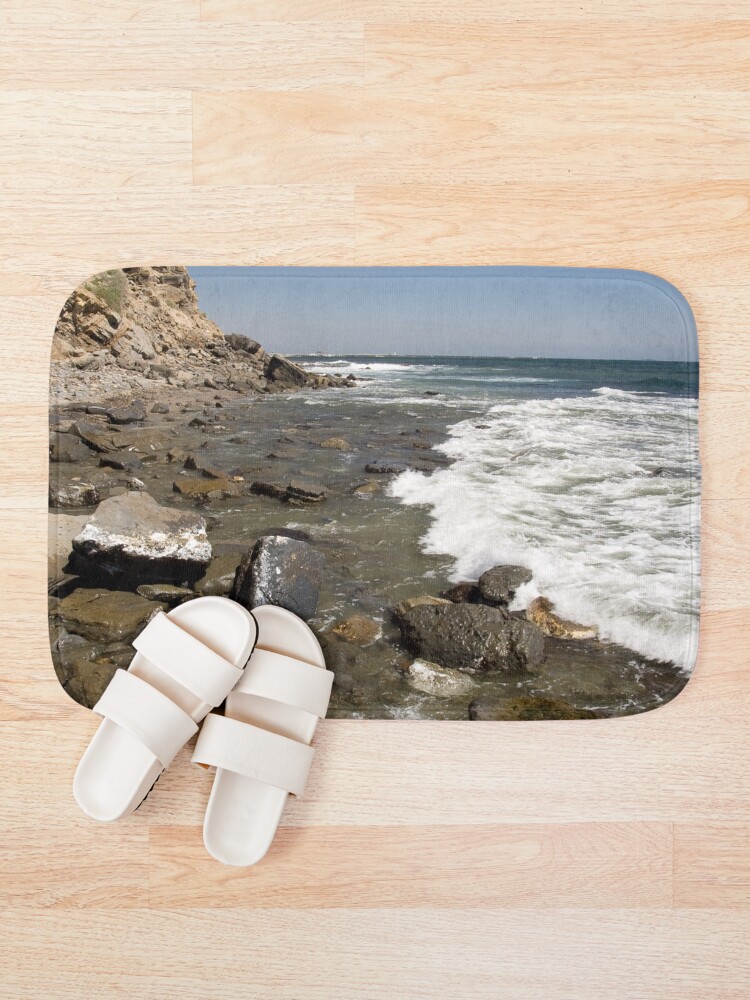 "Beach bath mat with rocks" Bath Mat for Sale by Herphiedes Redbubble