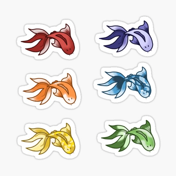 Item preview, Mini rainbow koi fish sticker set designed and sold by Emily Habermas.