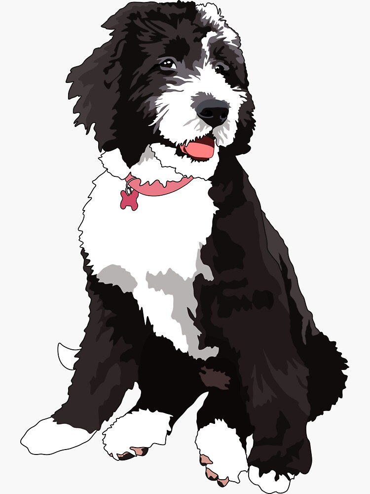 "Cute Bernedoodle" Sticker for Sale by DiveTheWorld | Redbubble