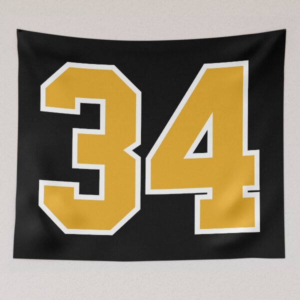 Item preview, 34 Black Gold White Sports Jersey Number thirty-four designed and sold by anejsraml.