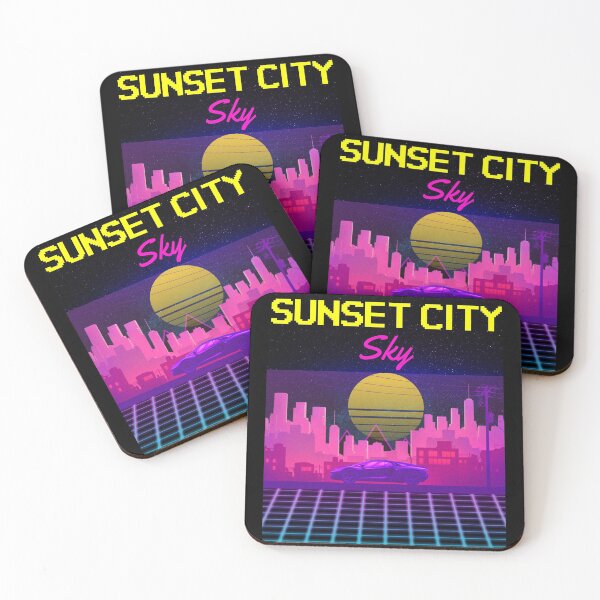 Item preview, Sunset City Sky Retro Neon Arcade 80s Design designed and sold by up4tee.