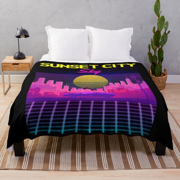 Item preview, Sunset City Sky Retro Neon Arcade 80s Design designed and sold by up4tee.