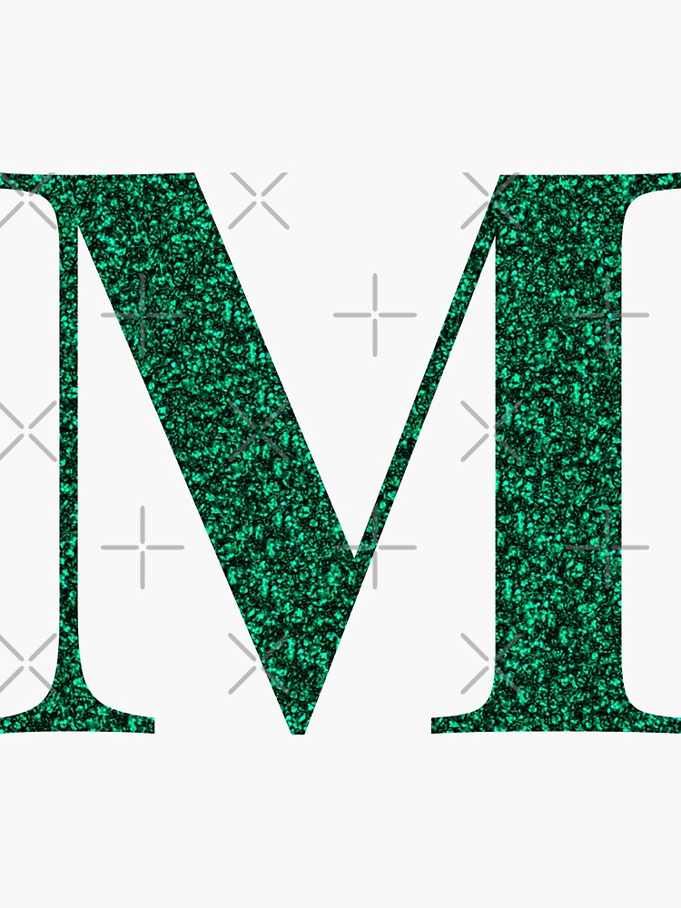 "Letter M Emerald Dark Green Glitter Effect Alphabet" Sticker For Sale ...