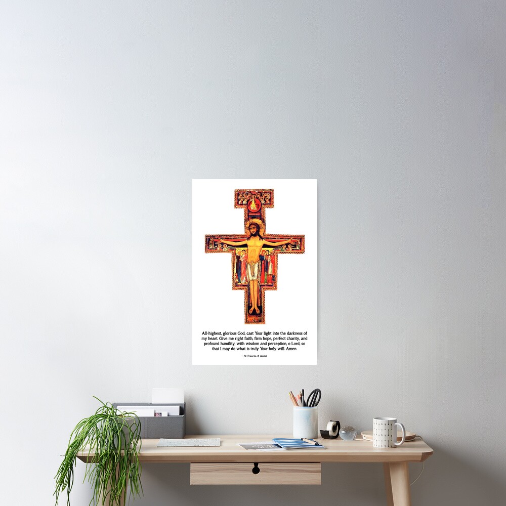 San Damiano Cross with St. Francis Prayer - 2 Poster