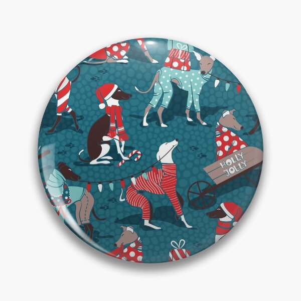 Item preview, Greyhounds Christmas dogwalk // dark teal background designed and sold by SelmaCardoso.