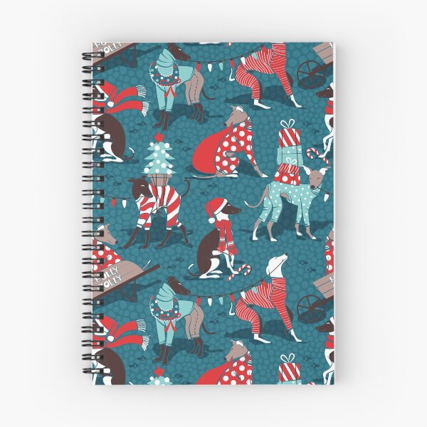 Item preview, Greyhounds Christmas dogwalk // dark teal background designed and sold by SelmaCardoso.