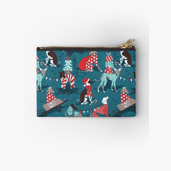 Item preview, Greyhounds Christmas dogwalk // dark teal background designed and sold by SelmaCardoso.
