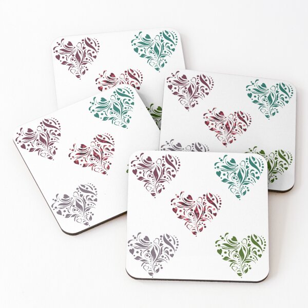Item preview, Hearts Collection in Shades of Lavender Cranberry Teal Green - designed and sold by ittybittyowl.