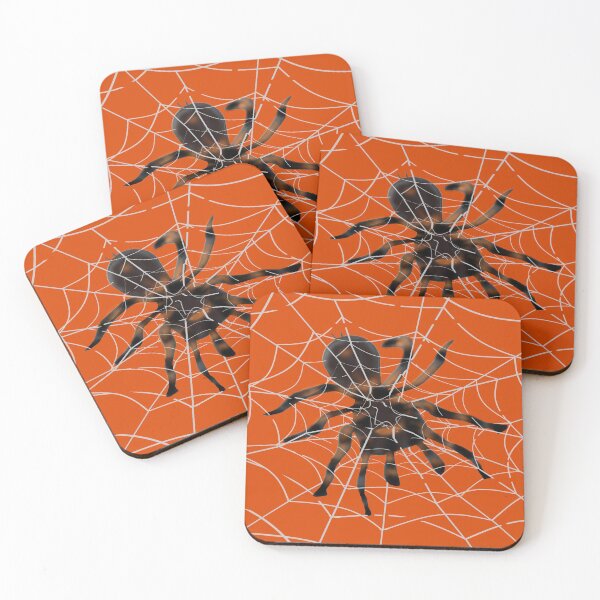 Item preview, Giant Halloween Spider in Spiderwebs (Orange) designed and sold by ArtByLM.