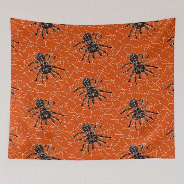 Item preview, Giant Halloween Spider in Spiderwebs (Orange) designed and sold by ArtByLM.
