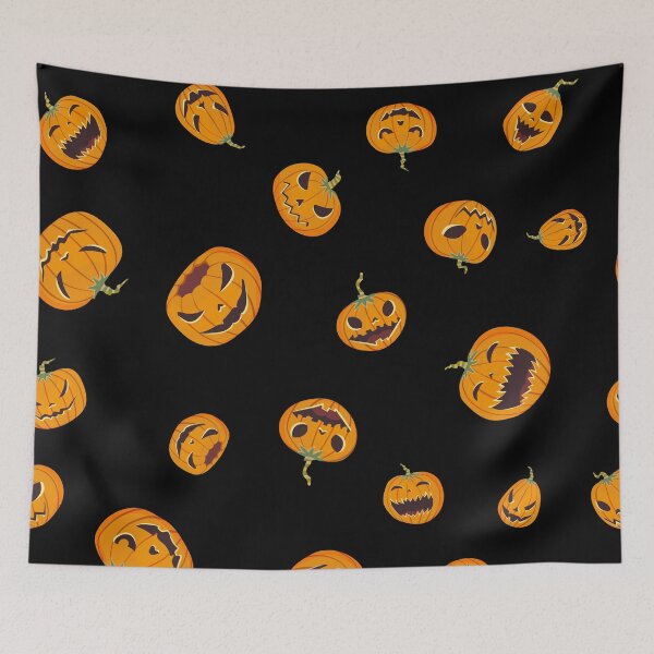 Item preview, Scary Face Halloween Pumpkin Halloween Patterns designed and sold by JayStacksArt.
